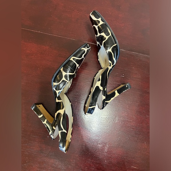 Marino Fabiani Black and White Giraffe Print Slingback Heels–Size EU 37.5 (US 7) - Picture 6 of 8
